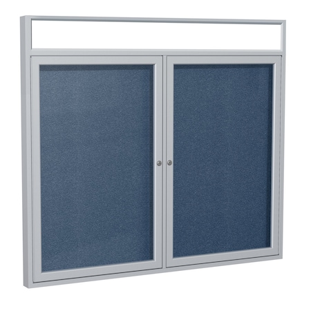 Ghent Enclosed Bulletin Board, 2 Door, Vinyl, Hdlnr Frame, 4 ft H x 5 ft W, Navy PAVX7-195